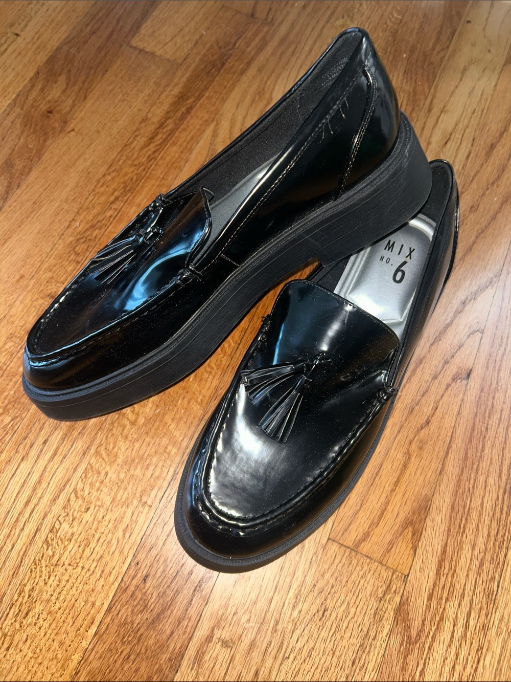 Mix No. 6 Black Patent Tassel Platform Loafers size 11